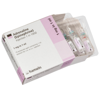 Adrenaline 1:1000 1mg/1ml Glass Ampoules 