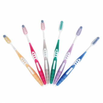 Toothbrushes with Integrated Tongue Cleaner Assorted Colours