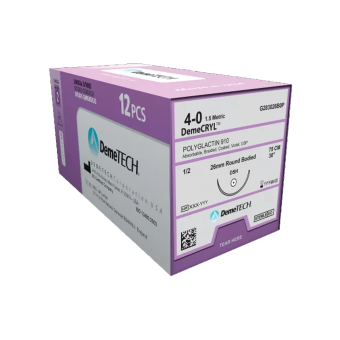 DemeCRYL Absorbable PGLA Suture 4/0 Reverse Cutting 