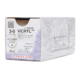 Coated Vicryl Sutures Conv. Cutting W9741 X-1 - 22mm 3/0 45cm