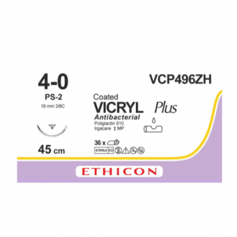 Vicryl Plus Suture VCP496ZH Gauge 4-0, Length 45cm