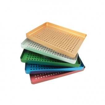 Perforated Aluminium Instrument Trays - Standard Red Base